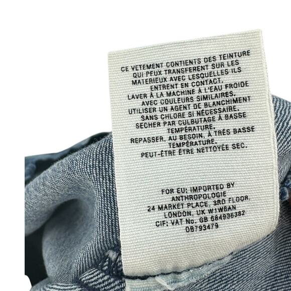 Anthropologie Maeve Denim Skirt Straight Jean Striped Button Fly Blue Size US 6 - Picture 10 of 10